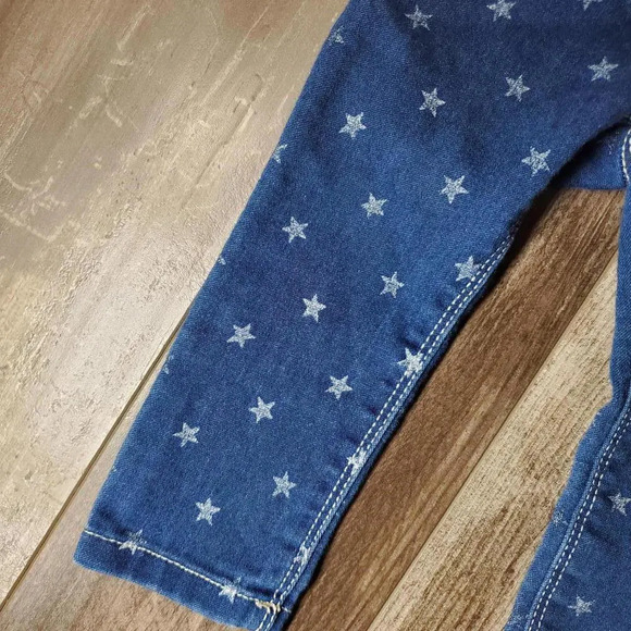 Old Navy Blue Medium Wash Skinny Jeggings Jeans Toddler Girl Size 18M Stars - Picture 7 of 15